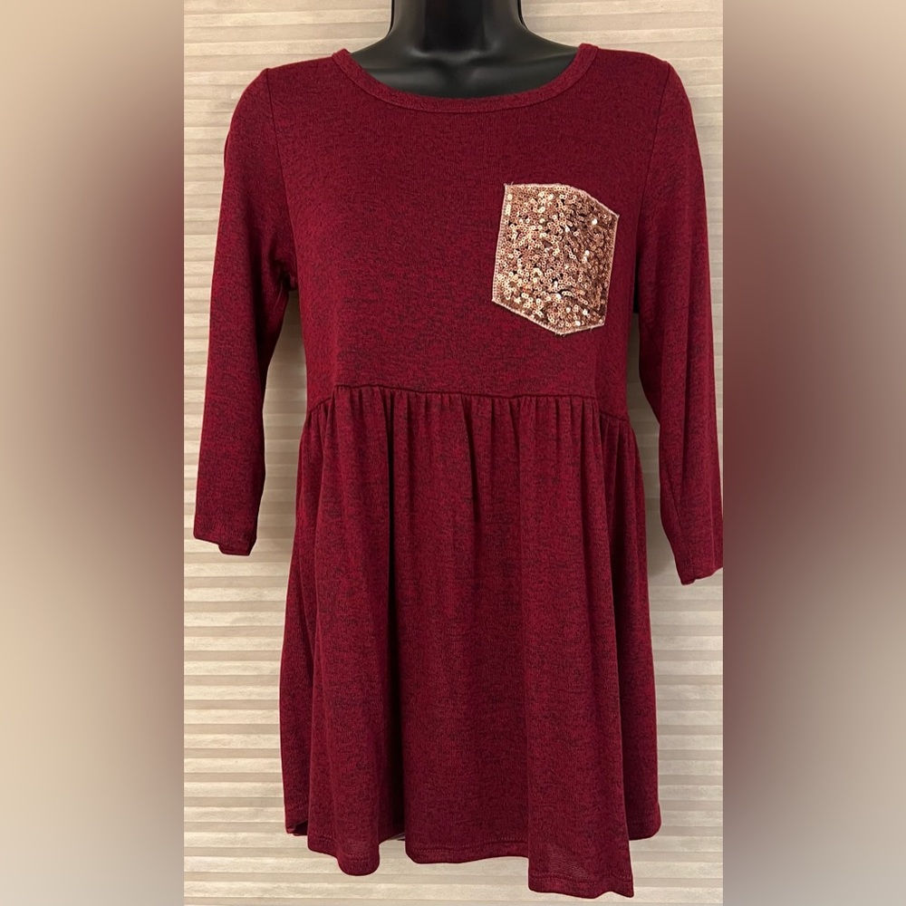 TWENTY SECOND DEEP RED BABYDOLL WITH SEQUIN POCKET SIZE SMALL NEW